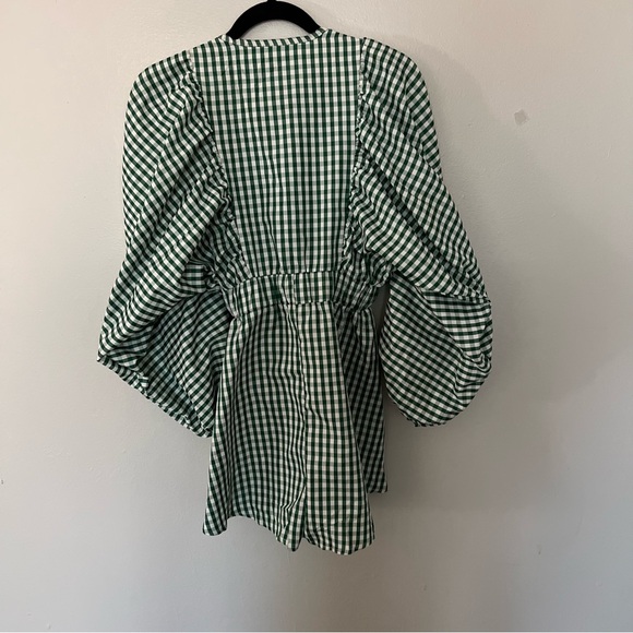 Green Gingham Women's Romper - Picture 5 of 7